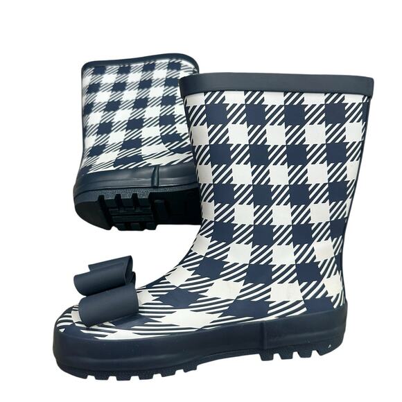 WHIM & WANDER by SWEETHONEY Navy Check Bow Rain Boots 1 - Picture 4 of 8